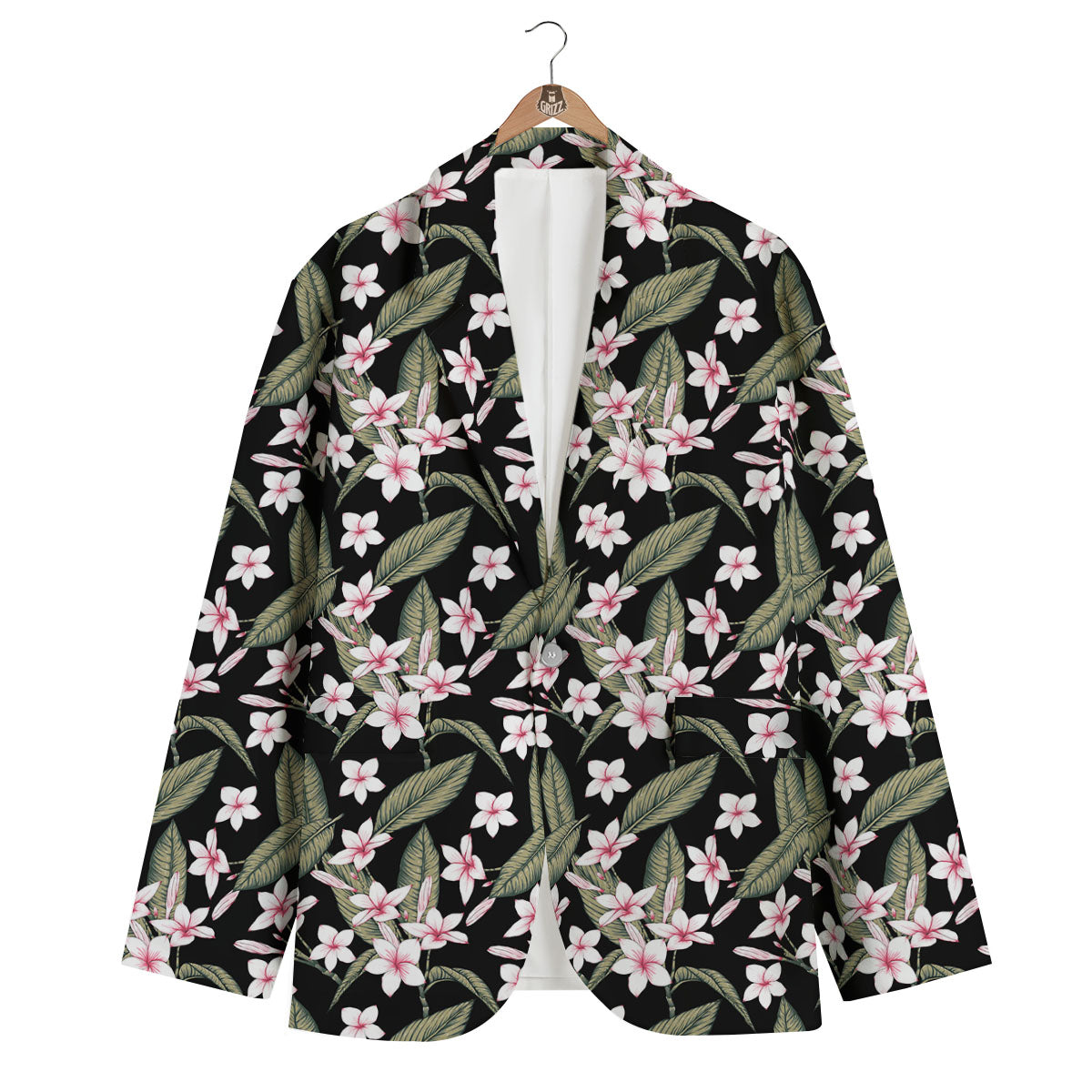 Flower Frangipani Print Pattern Men's Blazer-grizzshop