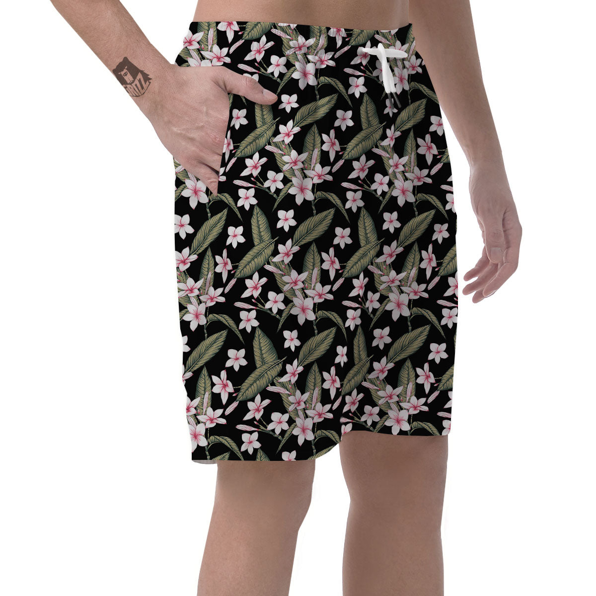 Flower Frangipani Print Pattern Men's Shorts-grizzshop