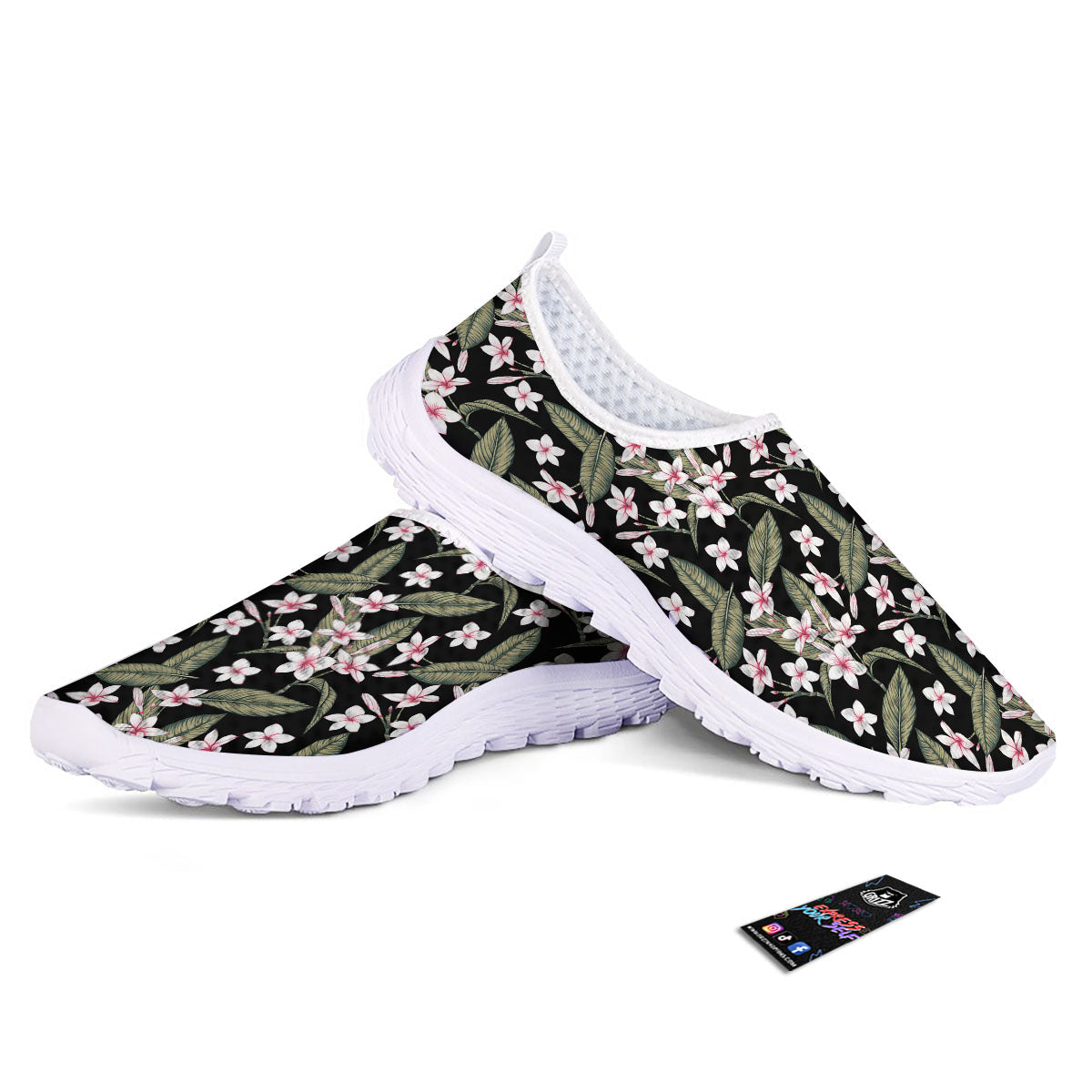 Flower Frangipani Print Pattern Nurse Shoes-grizzshop