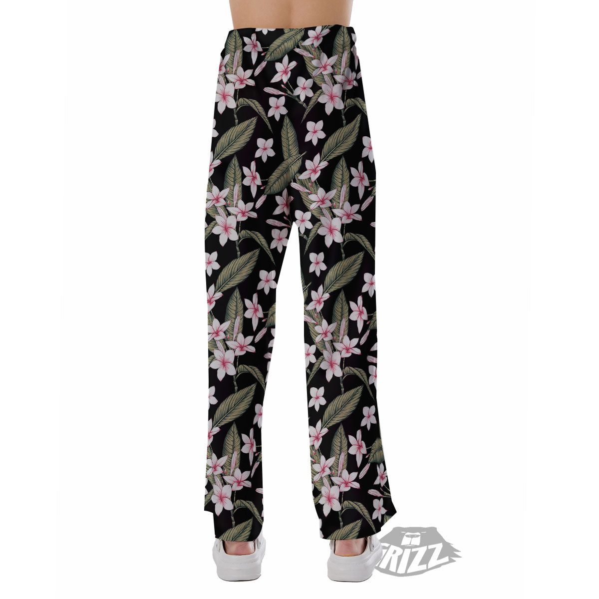 Flower Frangipani Print Pattern Pajama Pants-grizzshop