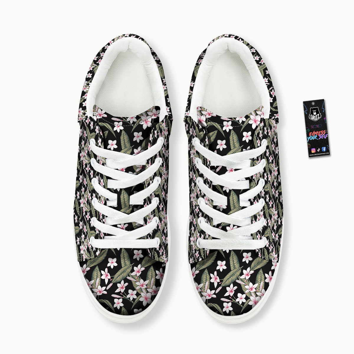 Flower Frangipani Print Pattern Platform Shoes-grizzshop