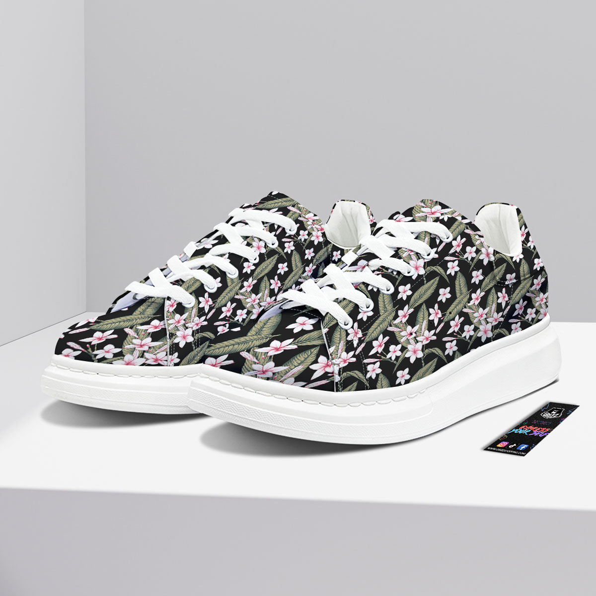Flower Frangipani Print Pattern Platform Shoes-grizzshop