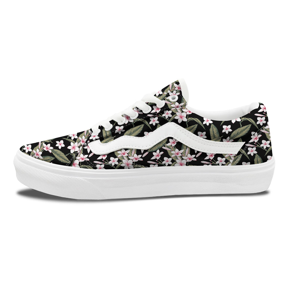 Flower Frangipani Print Pattern Skate Shoes-grizzshop