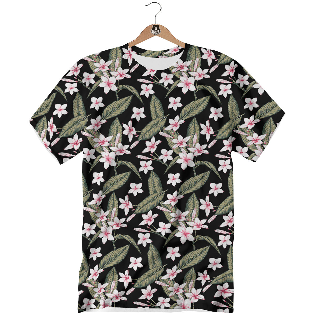 Flower Frangipani Print Pattern T-Shirt-grizzshop