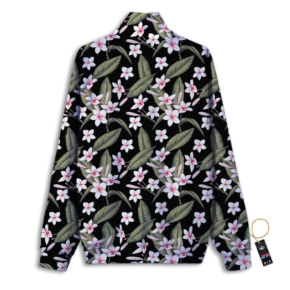 Flower Frangipani Print Pattern Track Jacket-grizzshop