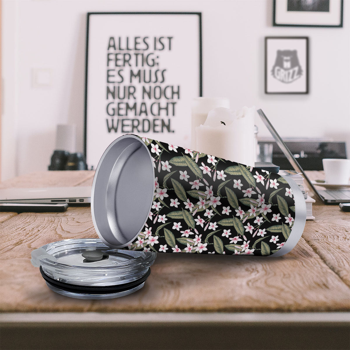 Flower Frangipani Print Pattern Tumbler-grizzshop