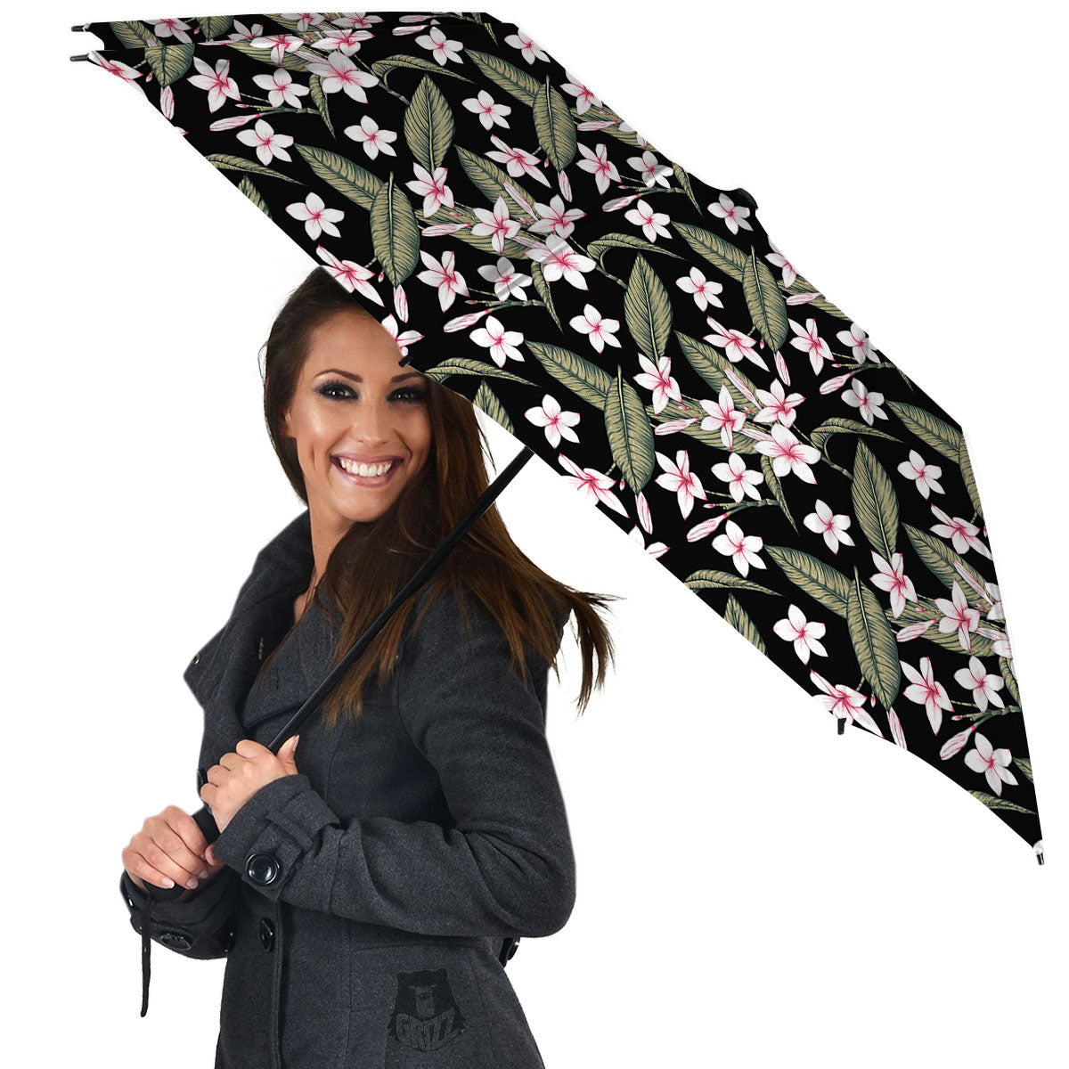 Flower Frangipani Print Pattern Umbrella-grizzshop
