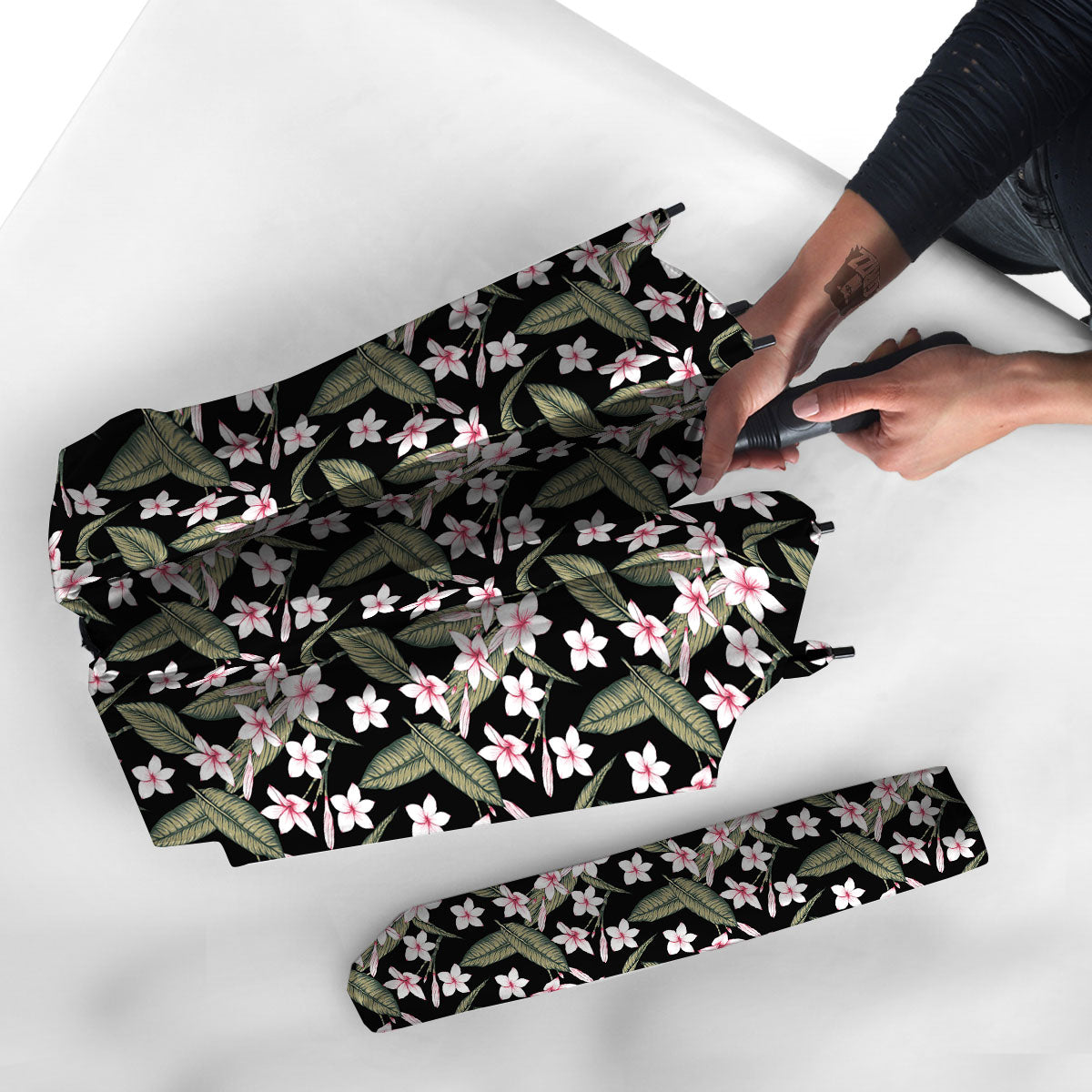 Flower Frangipani Print Pattern Umbrella-grizzshop