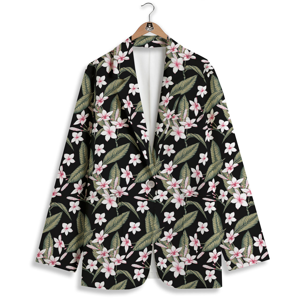 Flower Frangipani Print Pattern Women's Blazer-grizzshop