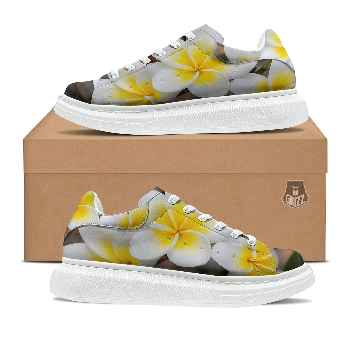Flower Frangipani Print Platform Shoes-grizzshop