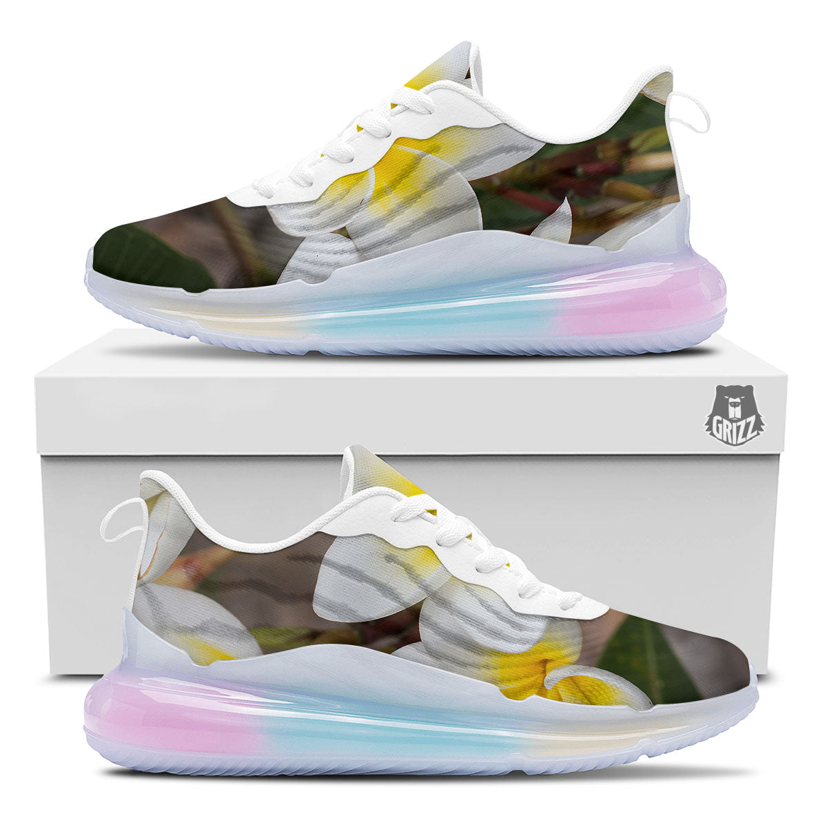 Flower Frangipani Print Running Sneakers-grizzshop