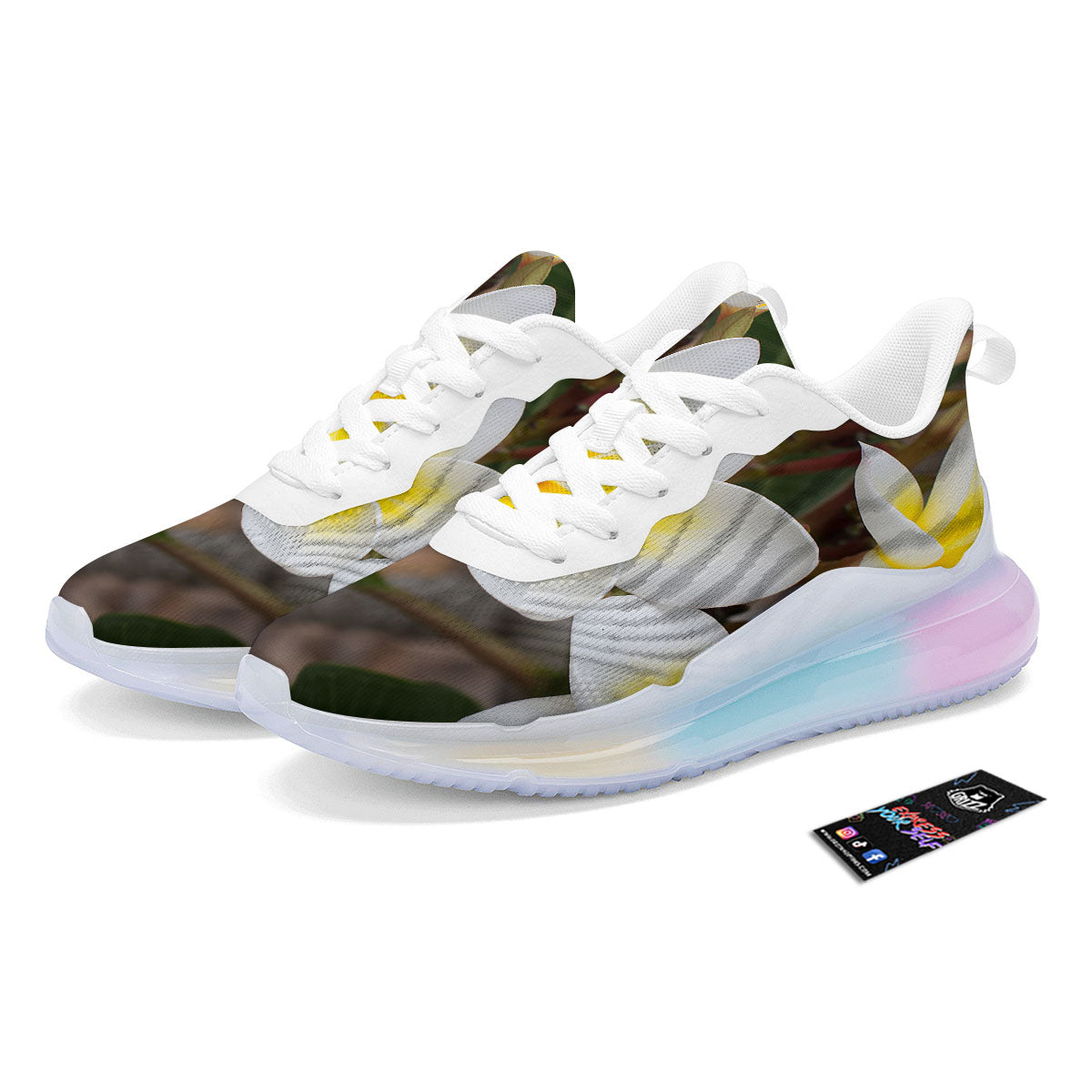Flower Frangipani Print Running Sneakers-grizzshop
