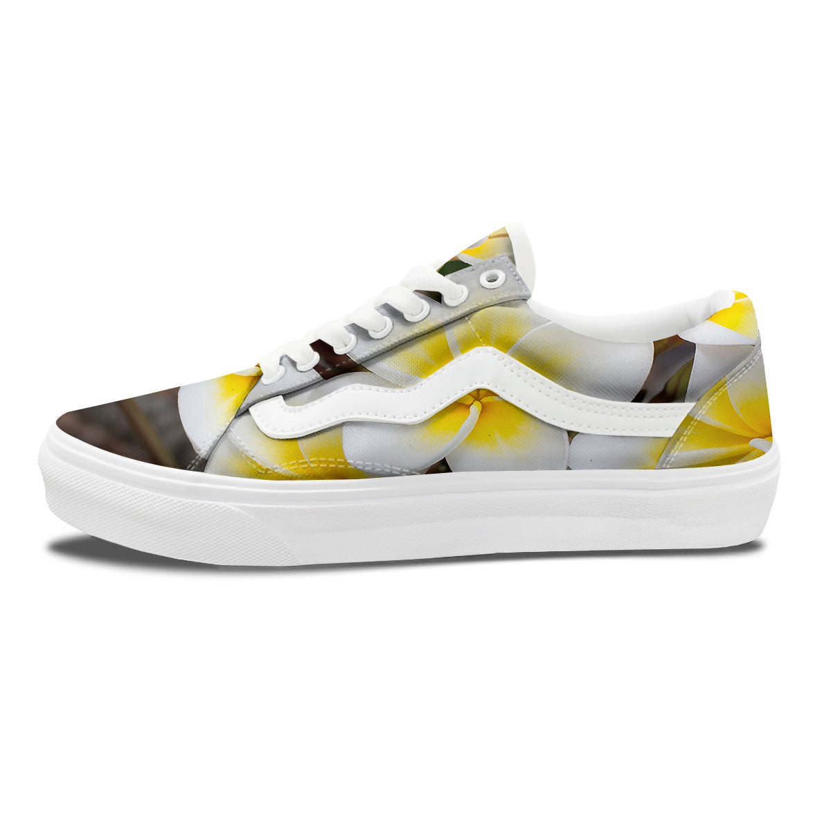 Flower Frangipani Print Skate Shoes-grizzshop