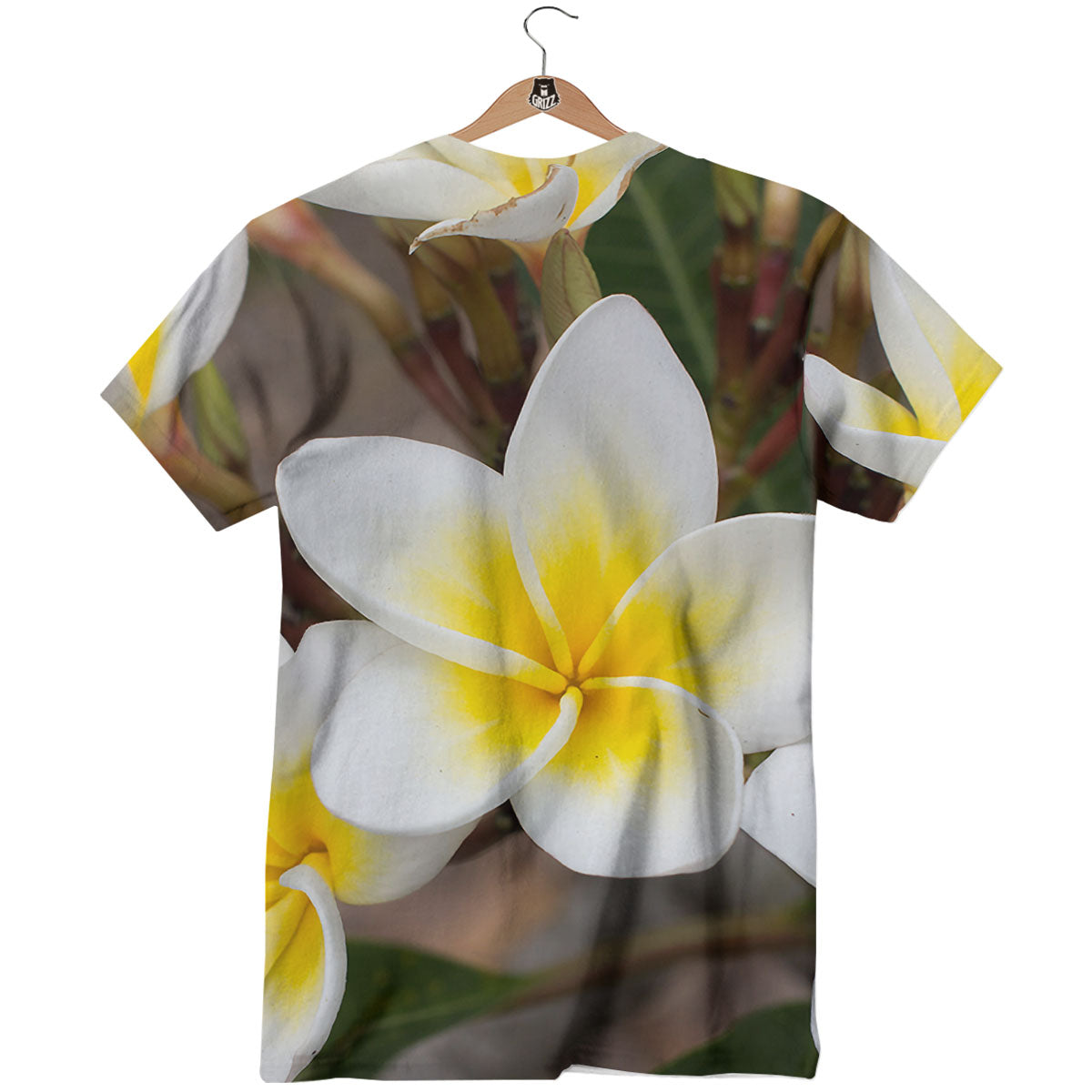 Flower Frangipani Print T-Shirt-grizzshop