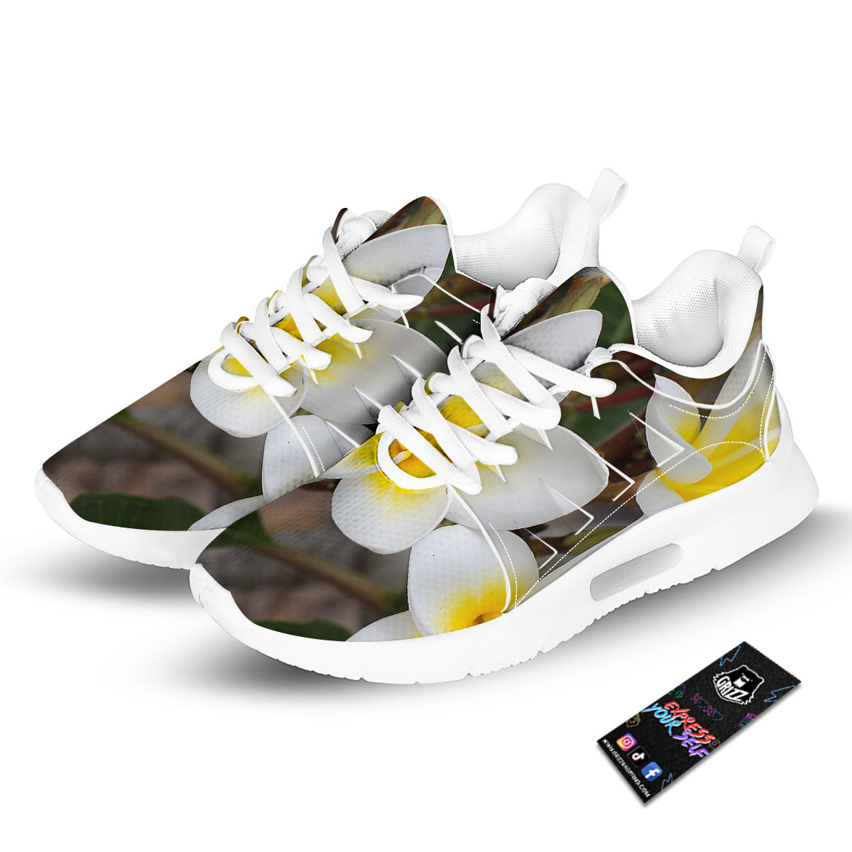 Flower Frangipani Print Tennis Shoes-grizzshop
