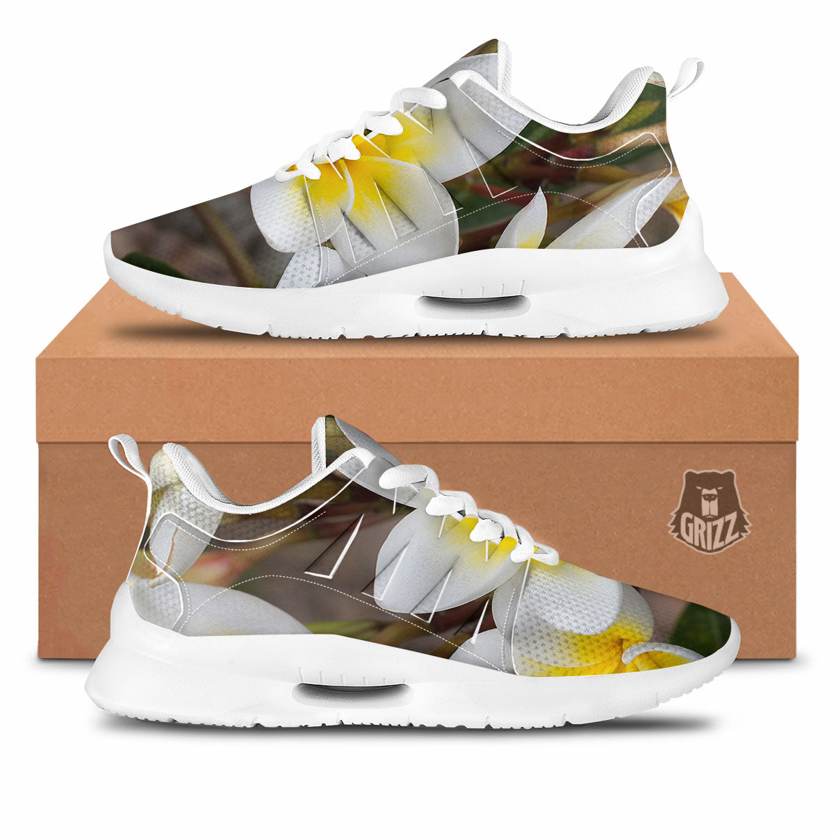 Flower Frangipani Print Tennis Shoes-grizzshop