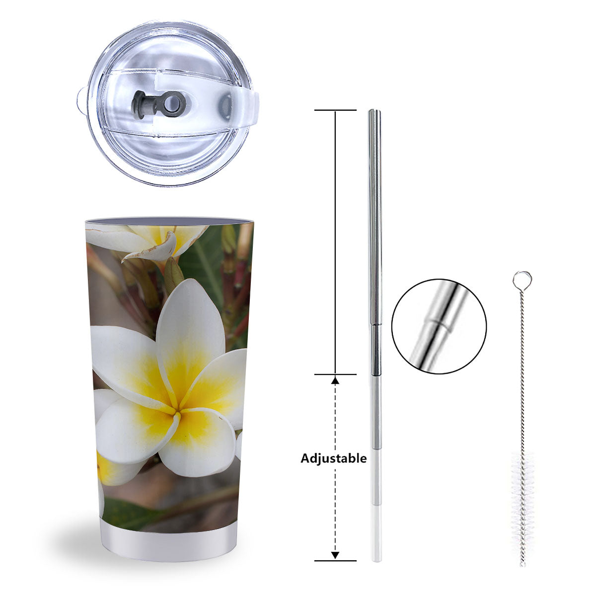 Flower Frangipani Print Tumbler-grizzshop