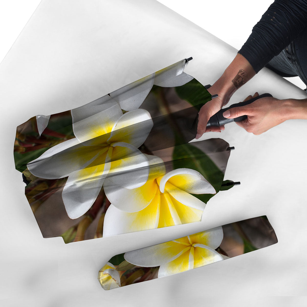 Flower Frangipani Print Umbrella-grizzshop