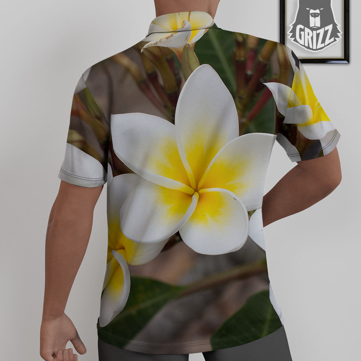 Flower Frangipani Print Untucked Shirts-grizzshop