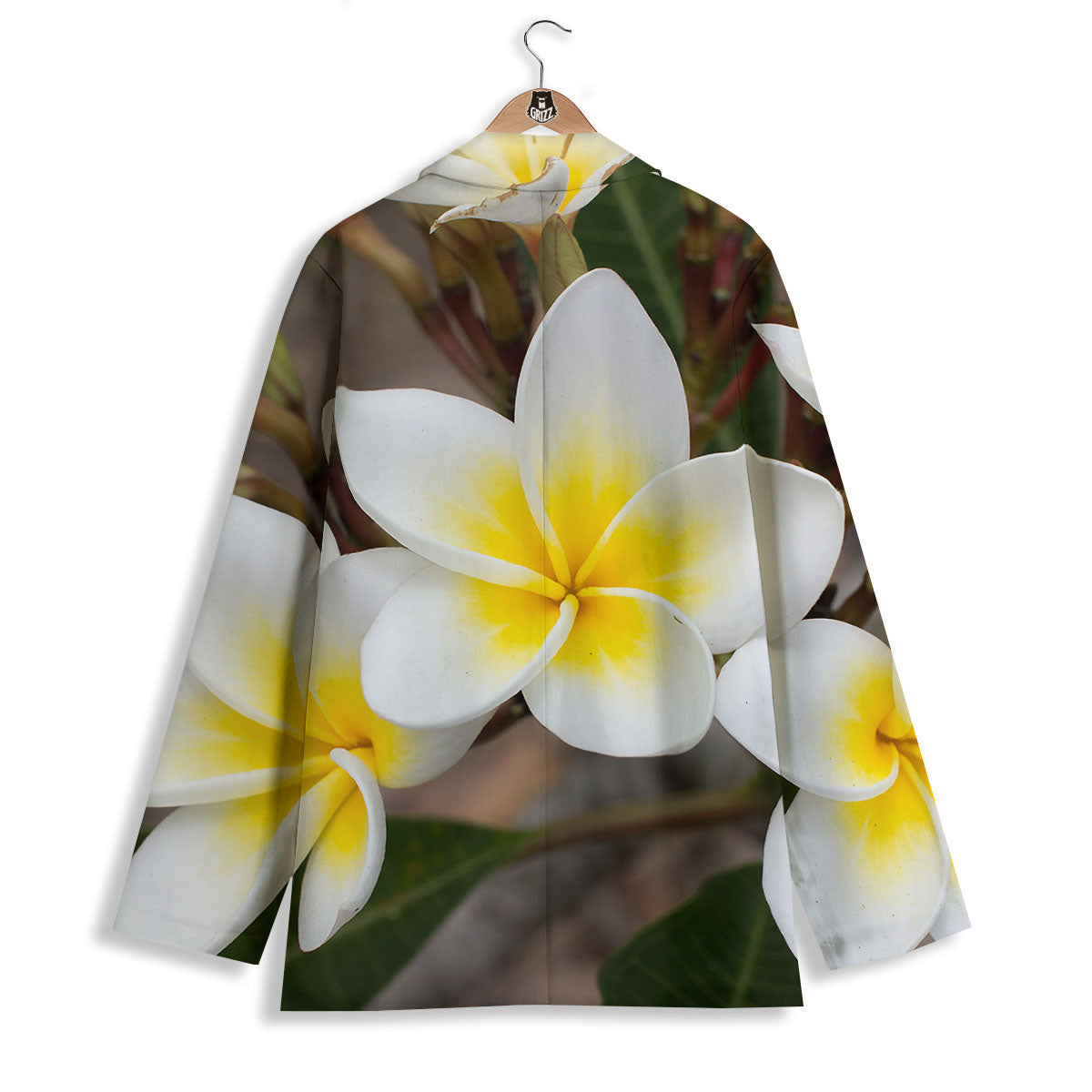 Flower Frangipani Print Women's Blazer-grizzshop