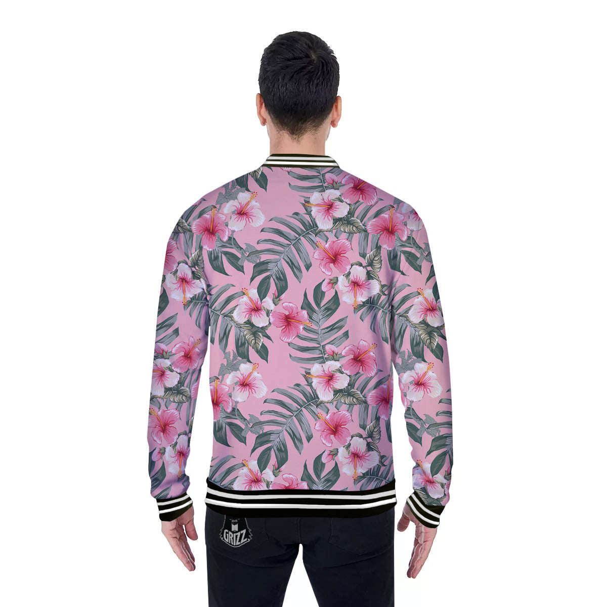 Flower Frangipani Tropical Print Pattern Baseball Jacket-grizzshop