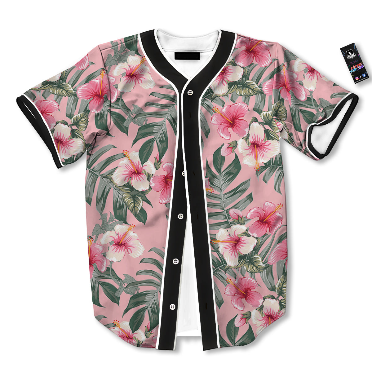 Flower Frangipani Tropical Print Pattern Baseball Jersey-grizzshop
