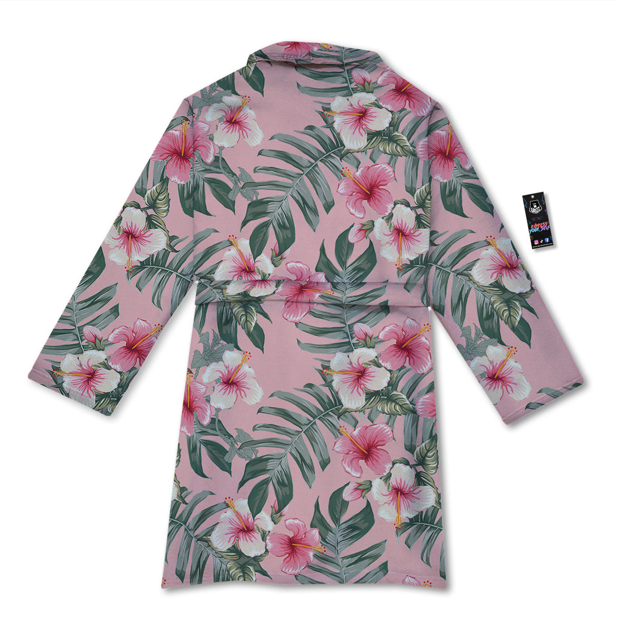 Flower Frangipani Tropical Print Pattern Bathrobe-grizzshop