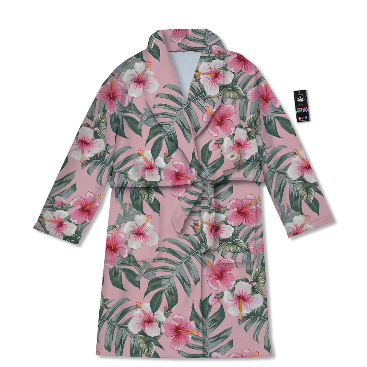 Flower Frangipani Tropical Print Pattern Bathrobe-grizzshop