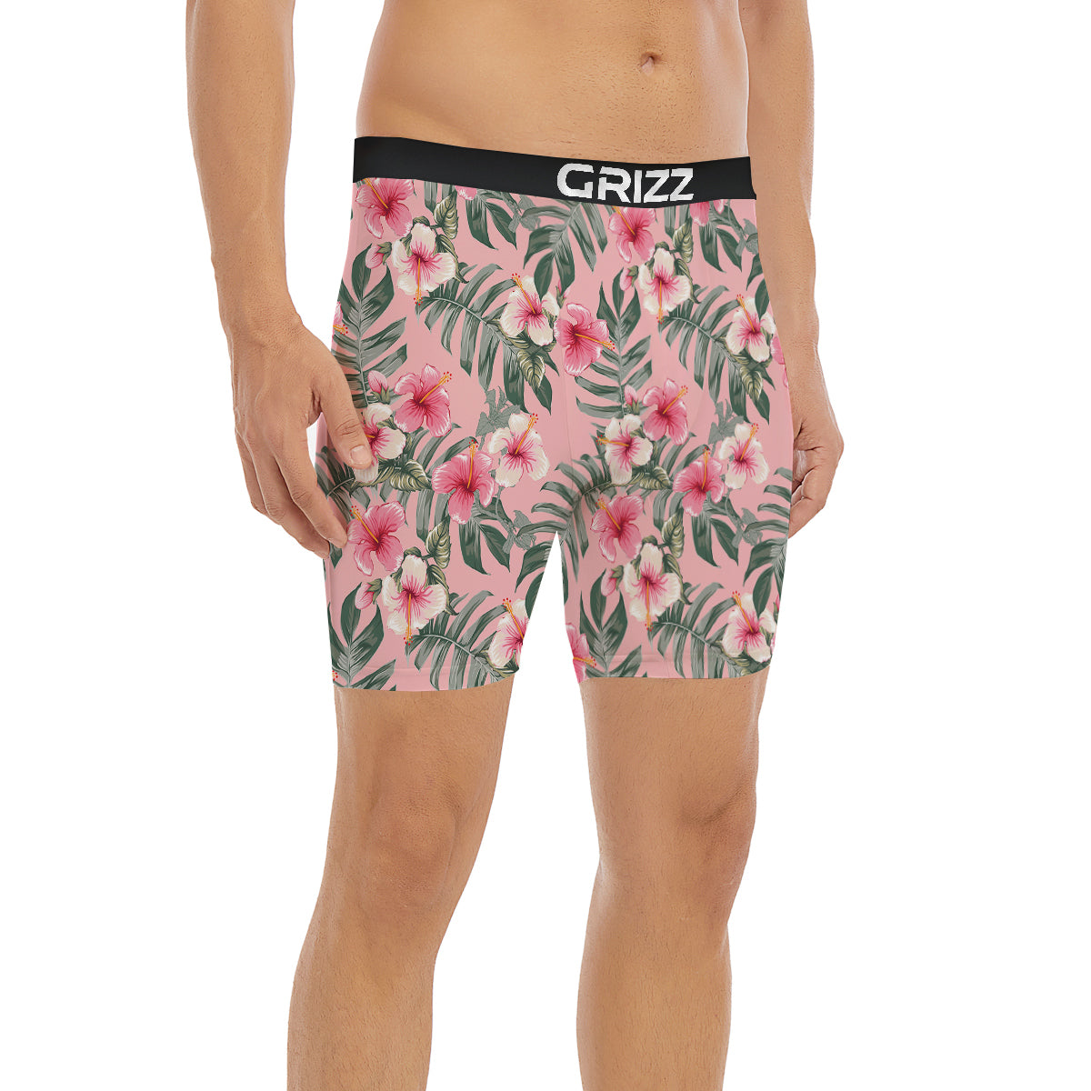 Flower Frangipani Tropical Print Pattern Boxer Briefs-grizzshop
