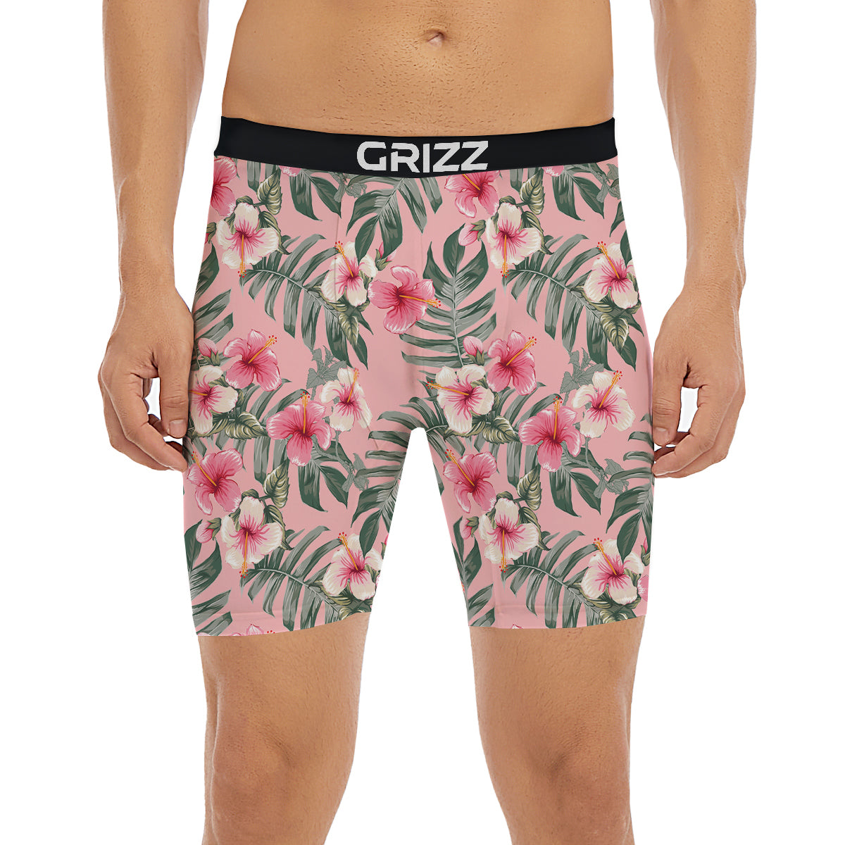 Flower Frangipani Tropical Print Pattern Boxer Briefs-grizzshop