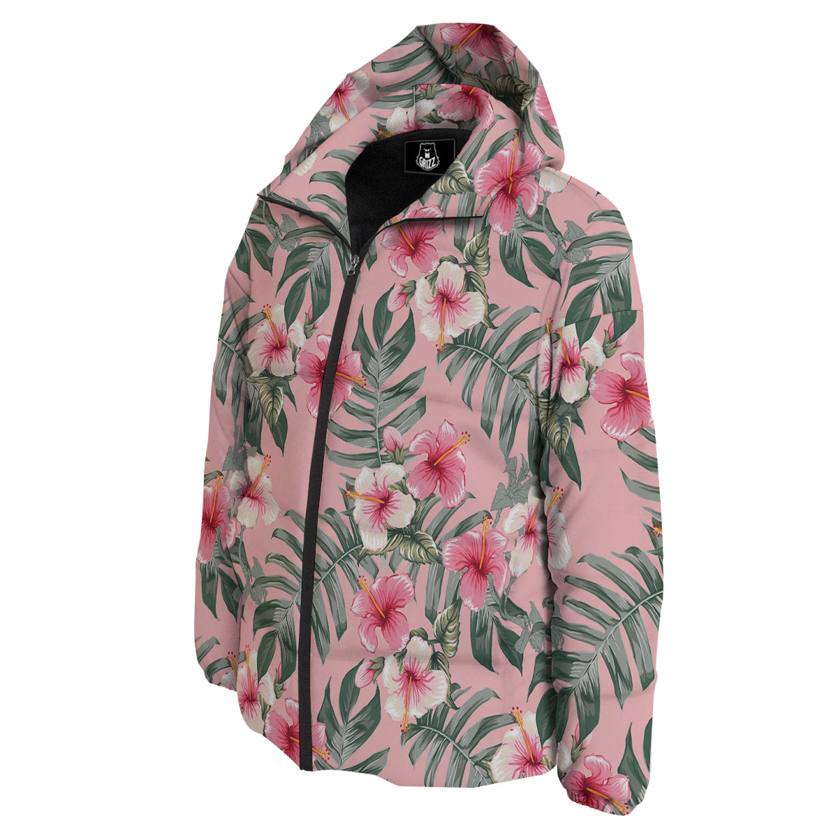 Flower Frangipani Tropical Print Pattern Down Jacket-grizzshop
