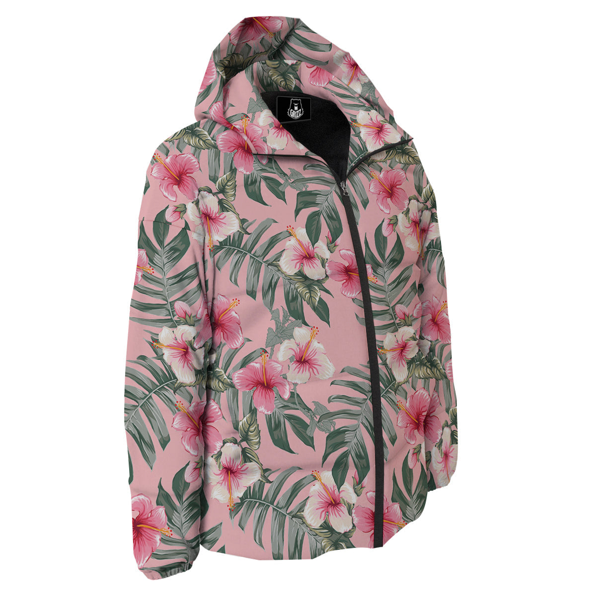 Flower Frangipani Tropical Print Pattern Down Jacket-grizzshop
