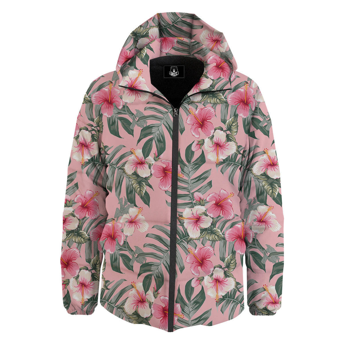 Flower Frangipani Tropical Print Pattern Down Jacket-grizzshop