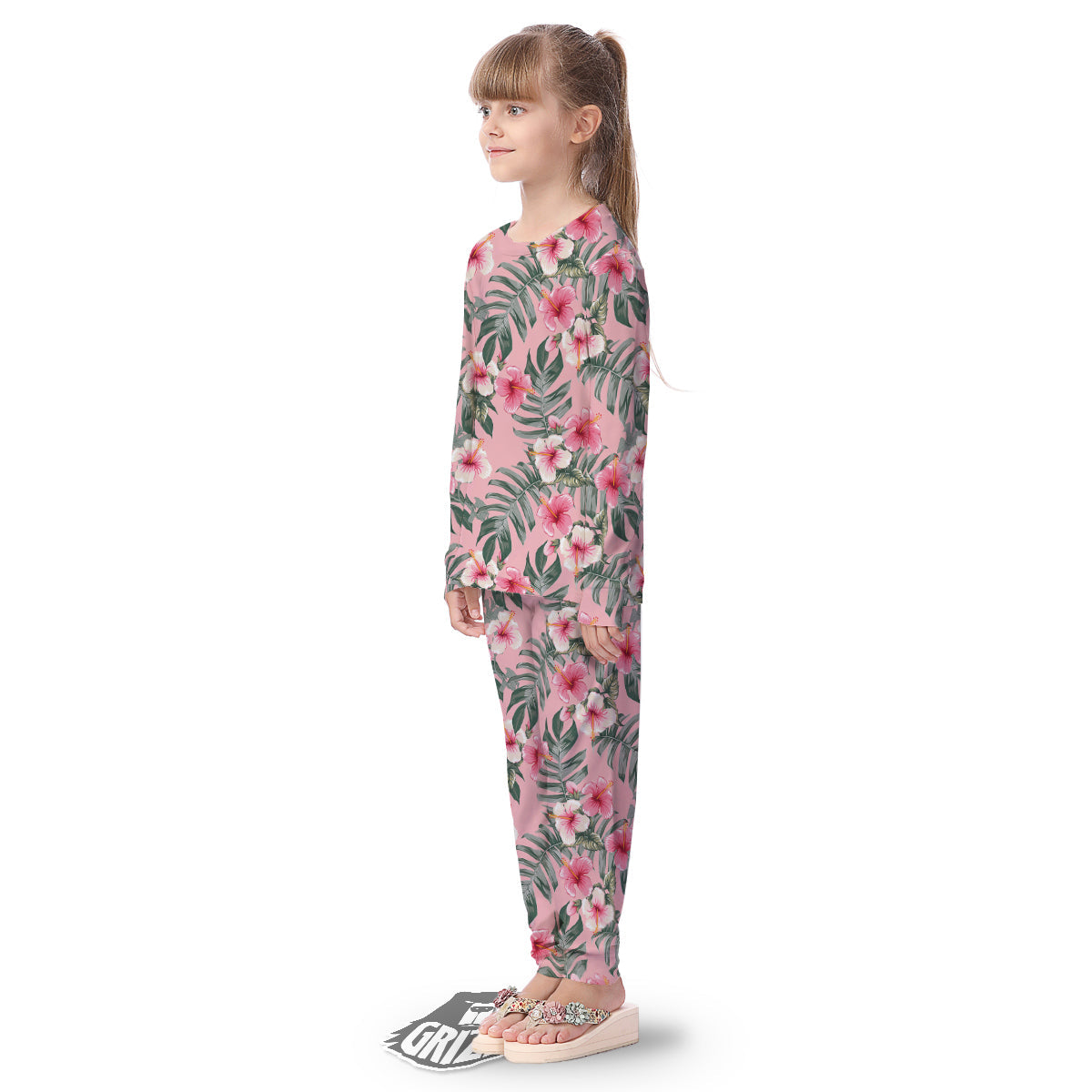Flower Frangipani Tropical Print Pattern Kid's Pajamas-grizzshop