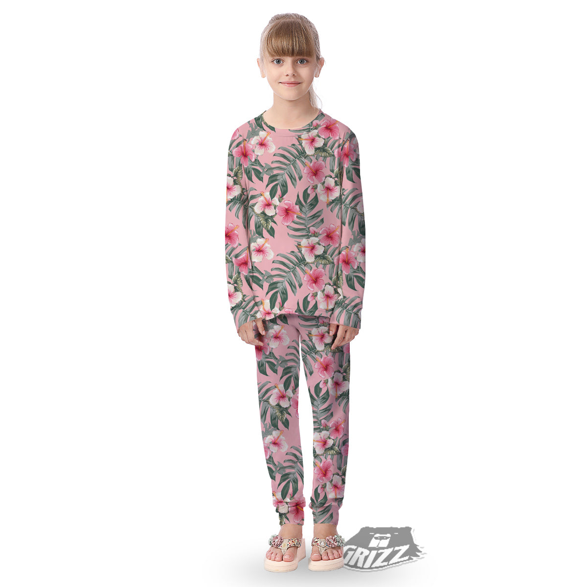 Flower Frangipani Tropical Print Pattern Kid's Pajamas-grizzshop