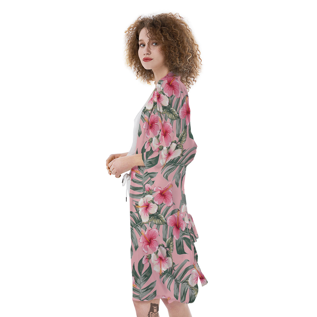 Flower Frangipani Tropical Print Pattern Kimono-grizzshop