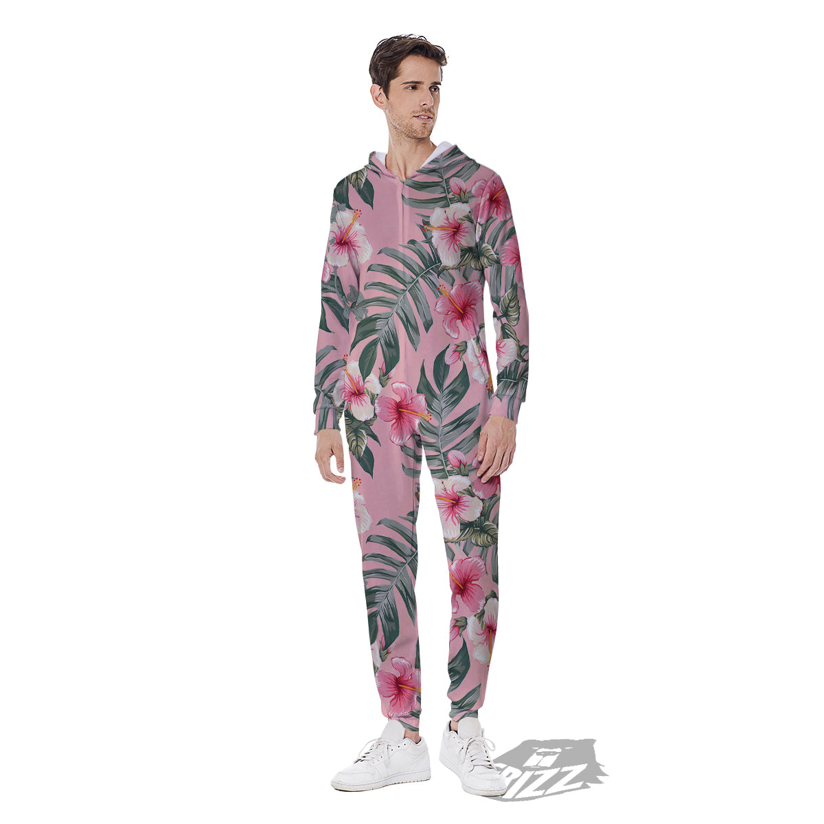 Flower Frangipani Tropical Print Pattern Men's Jumpsuit-grizzshop