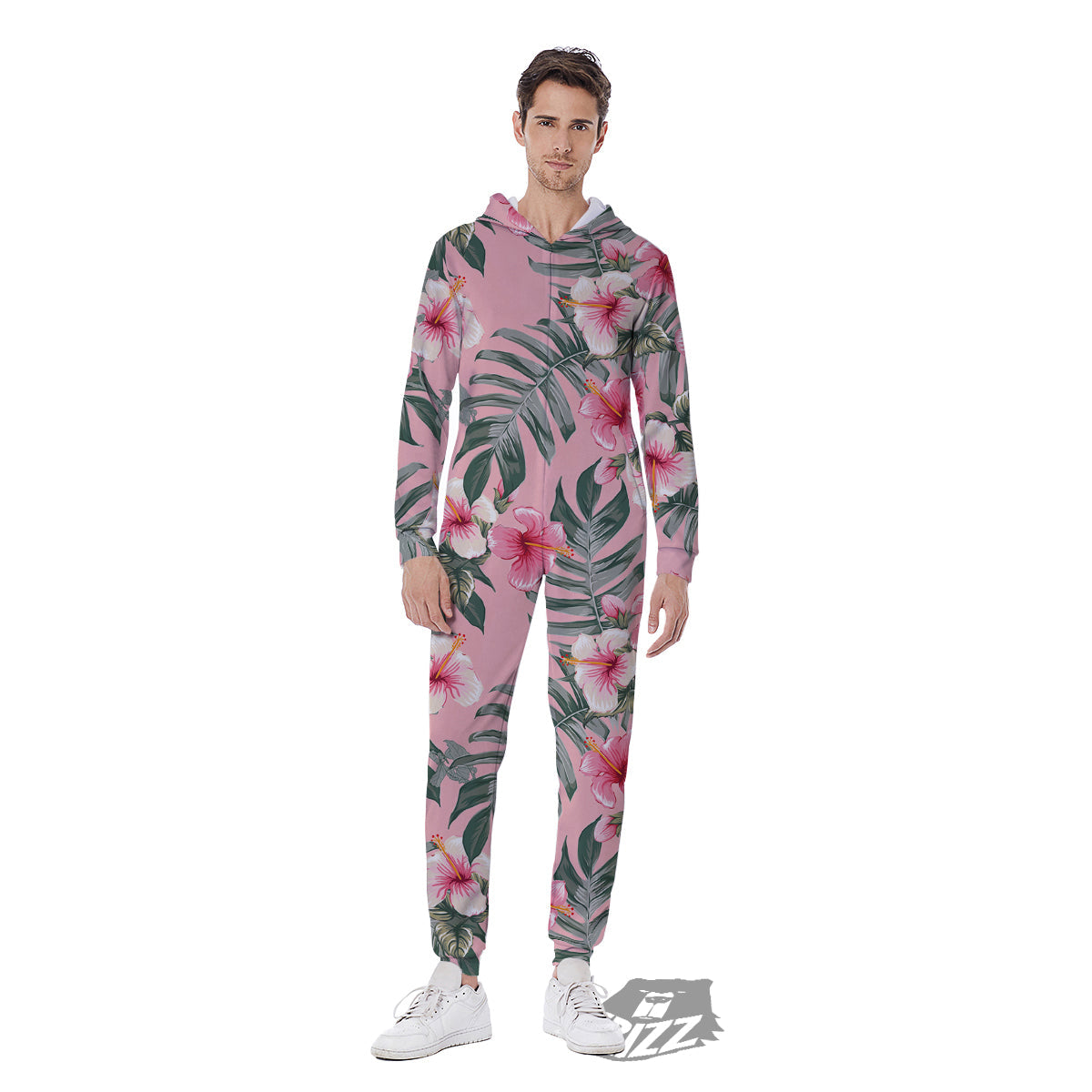 Flower Frangipani Tropical Print Pattern Men's Jumpsuit-grizzshop