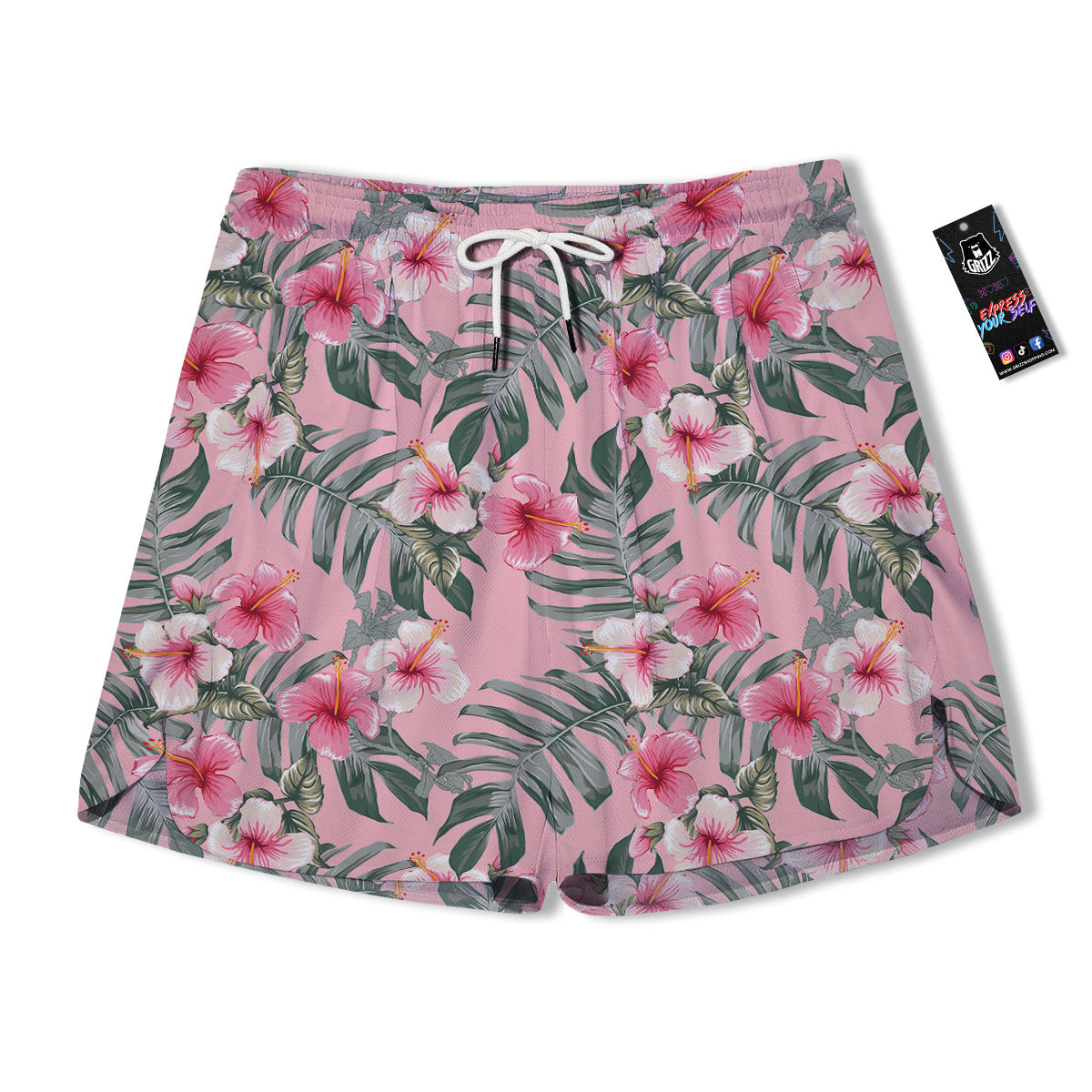 Flower Frangipani Tropical Print Pattern Men's Running Shorts-grizzshop