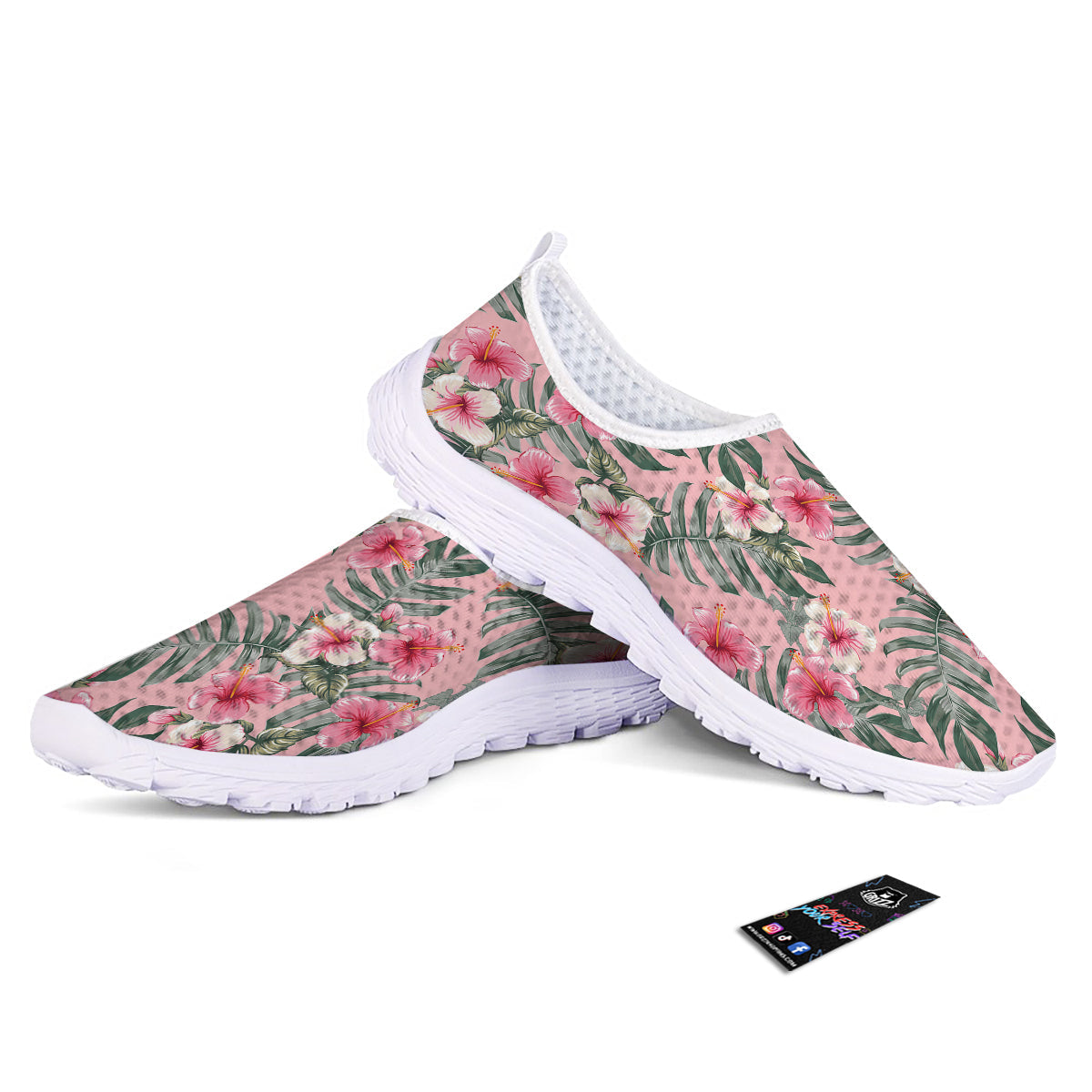 Flower Frangipani Tropical Print Pattern Nurse Shoes-grizzshop