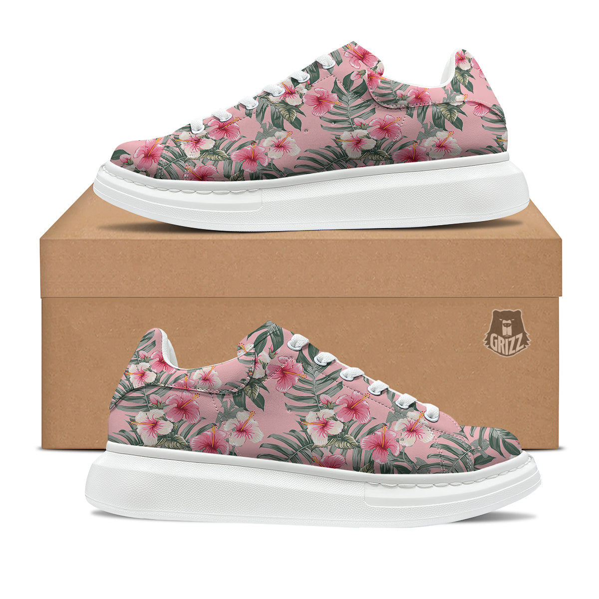 Flower Frangipani Tropical Print Pattern Platform Shoes-grizzshop