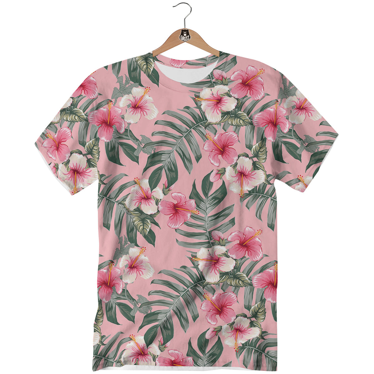 Flower Frangipani Tropical Print Pattern T-Shirt-grizzshop
