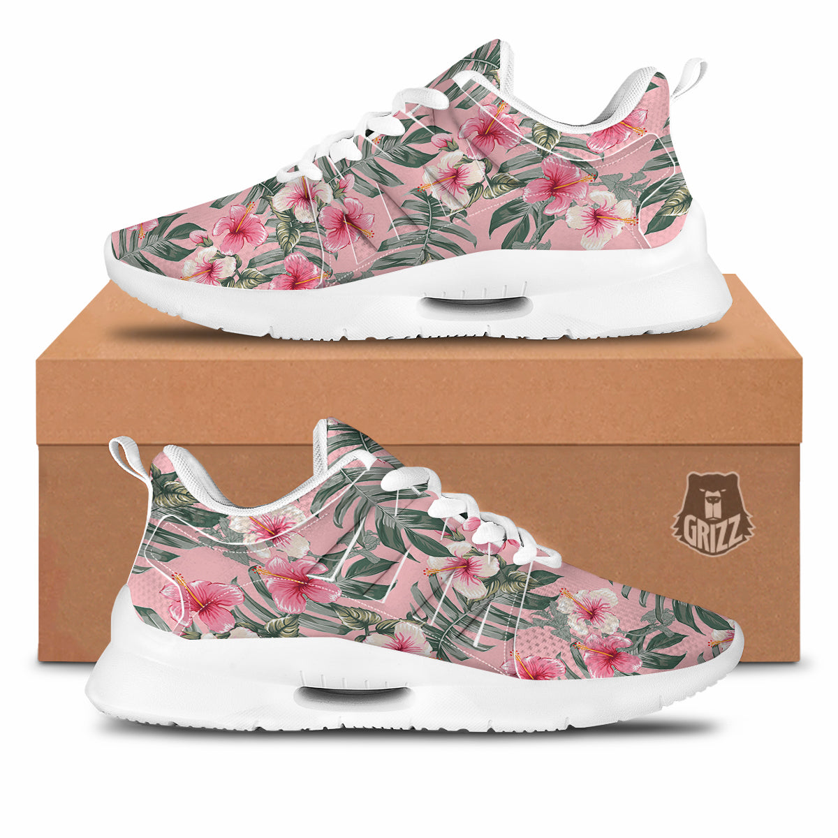 Flower Frangipani Tropical Print Pattern Tennis Shoes-grizzshop