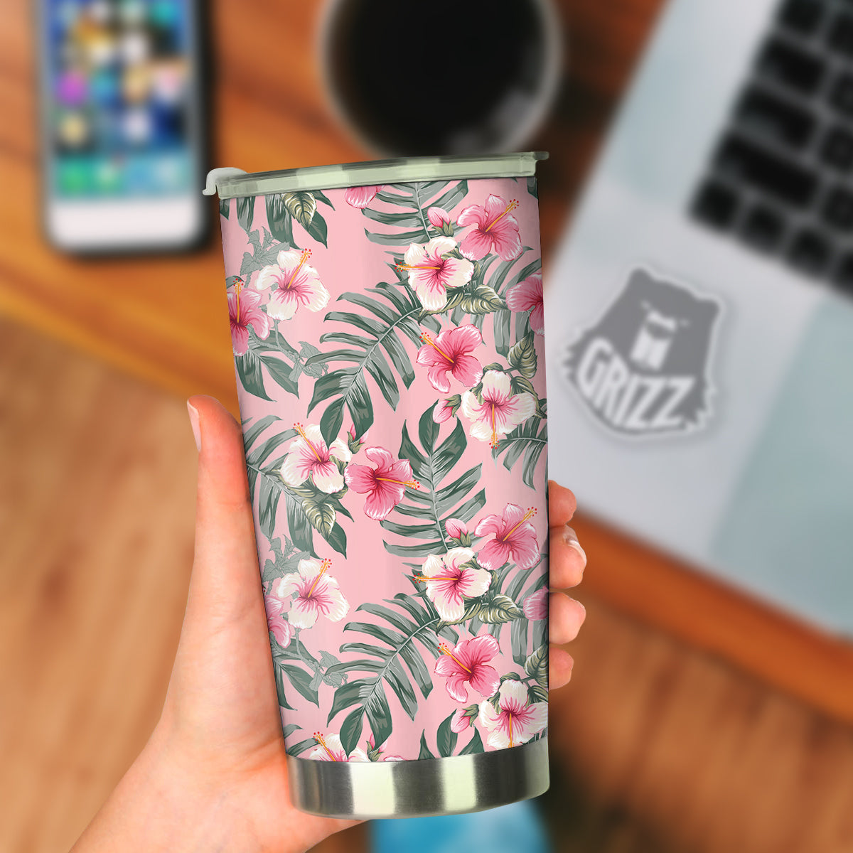 Flower Frangipani Tropical Print Pattern Tumbler-grizzshop