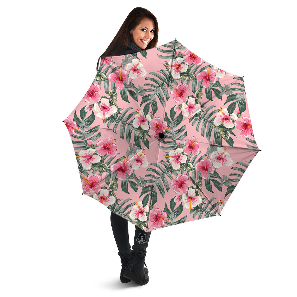 Flower Frangipani Tropical Print Pattern Umbrella-grizzshop