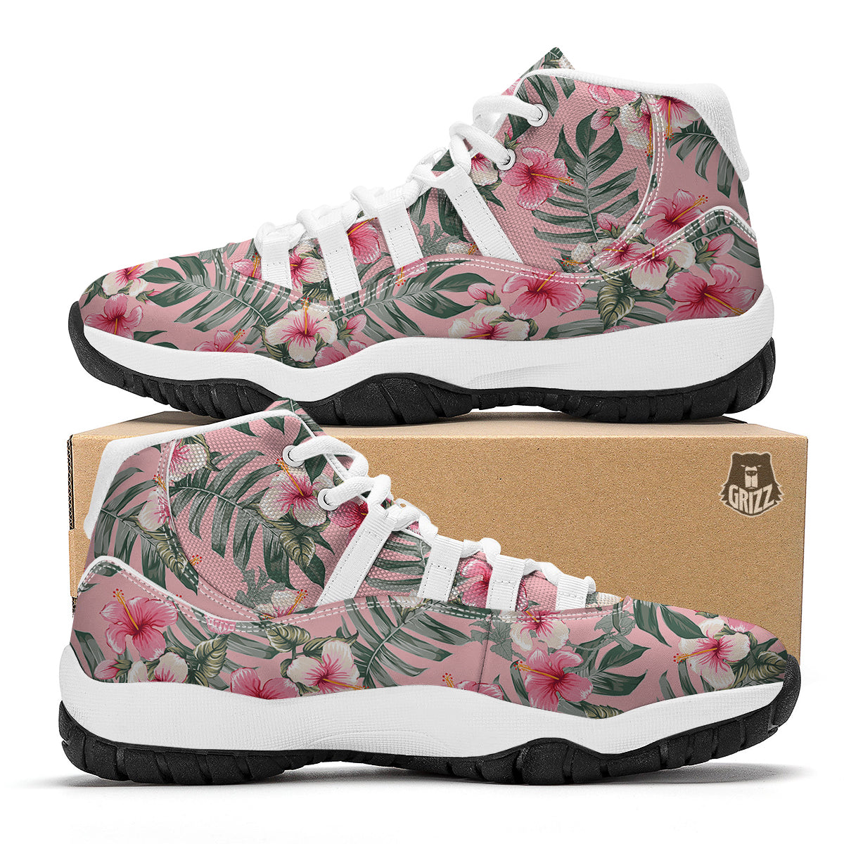 Flower Frangipani Tropical Print Pattern White Bball Shoes-grizzshop