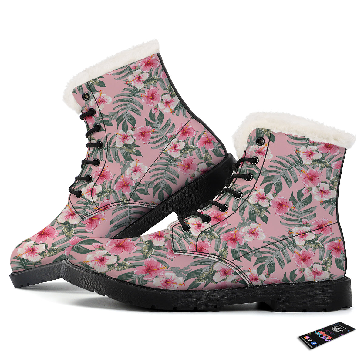 Flower Frangipani Tropical Print Pattern Winter Boots-grizzshop