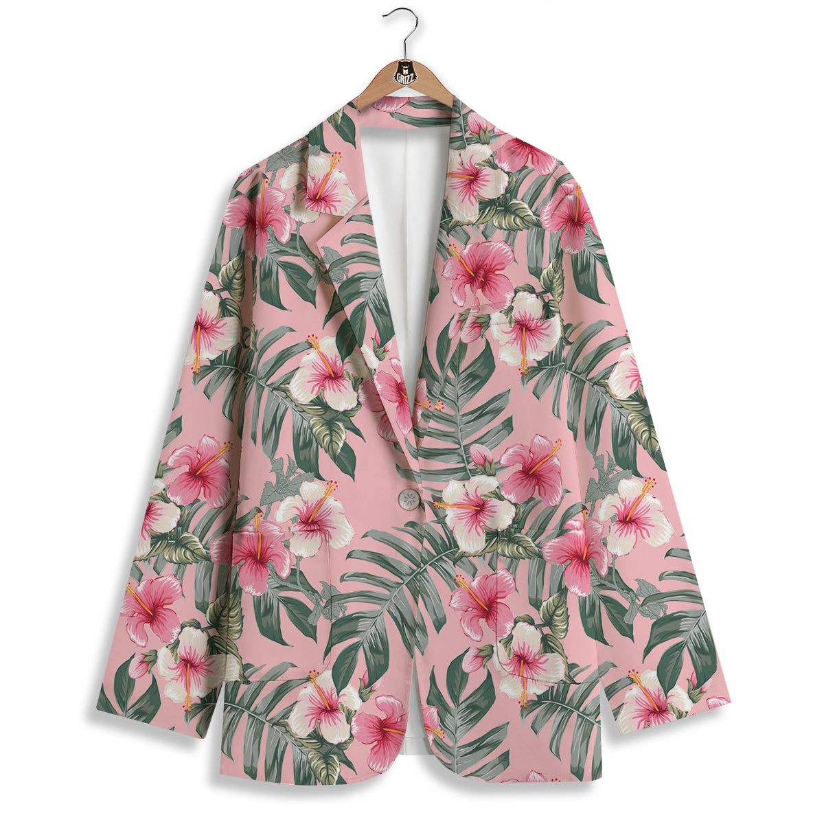 Flower Frangipani Tropical Print Pattern Women's Blazer-grizzshop