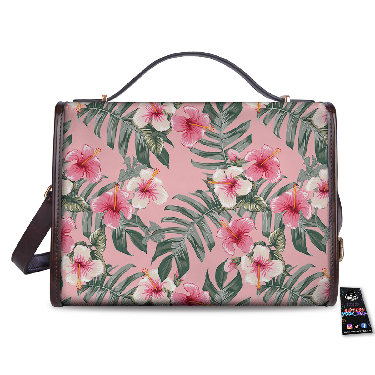 Flower Frangipani Tropical Print Pattern Women's Satchel Bag-grizzshop