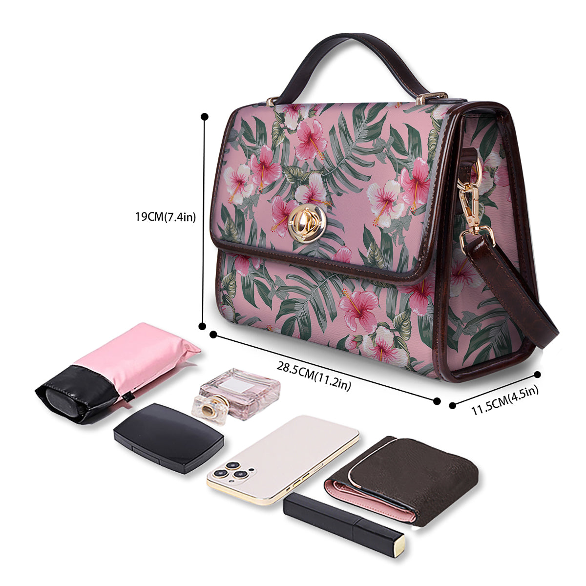 Flower Frangipani Tropical Print Pattern Women's Satchel Bag-grizzshop